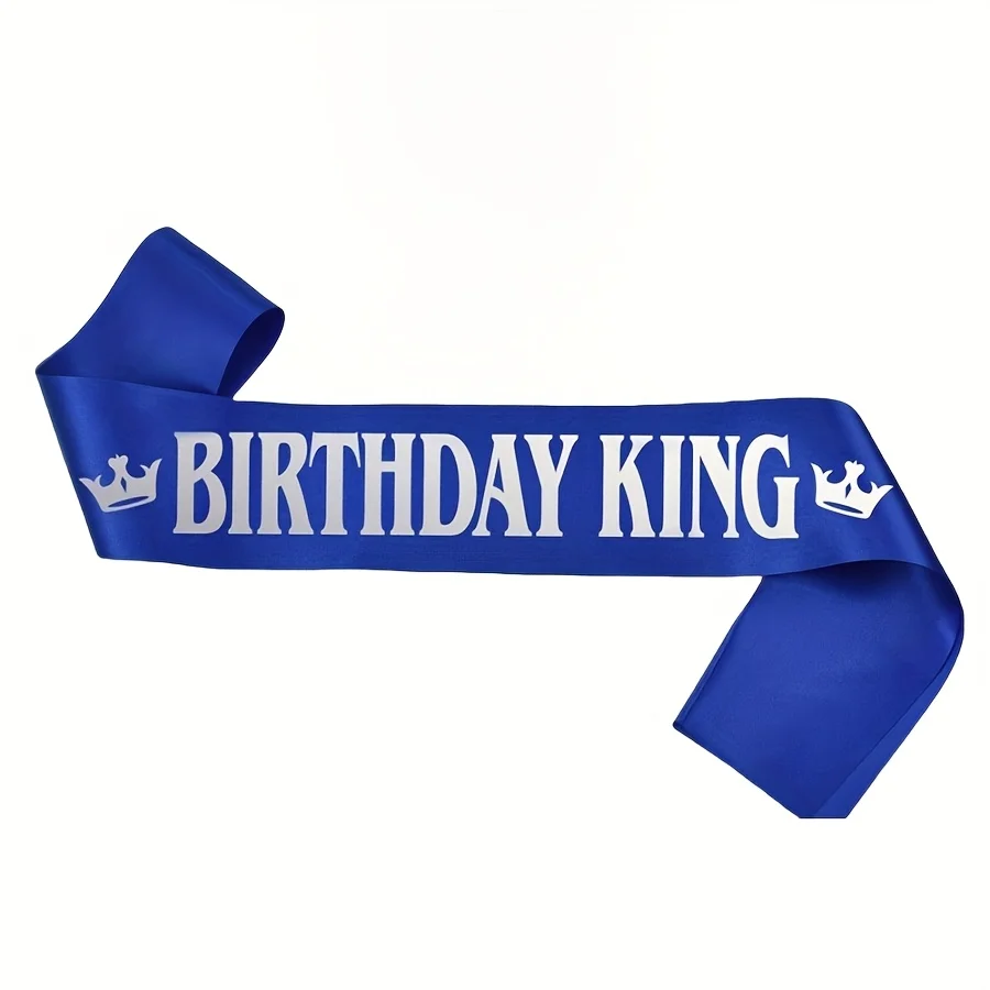 1 Stück Goldfolie Schwarze Satin Geburtstags-Königsschärpe, Banner für Männer & Jungen, Lustige Party-Dekoration, Zubehör, Geschenk – Detail 7