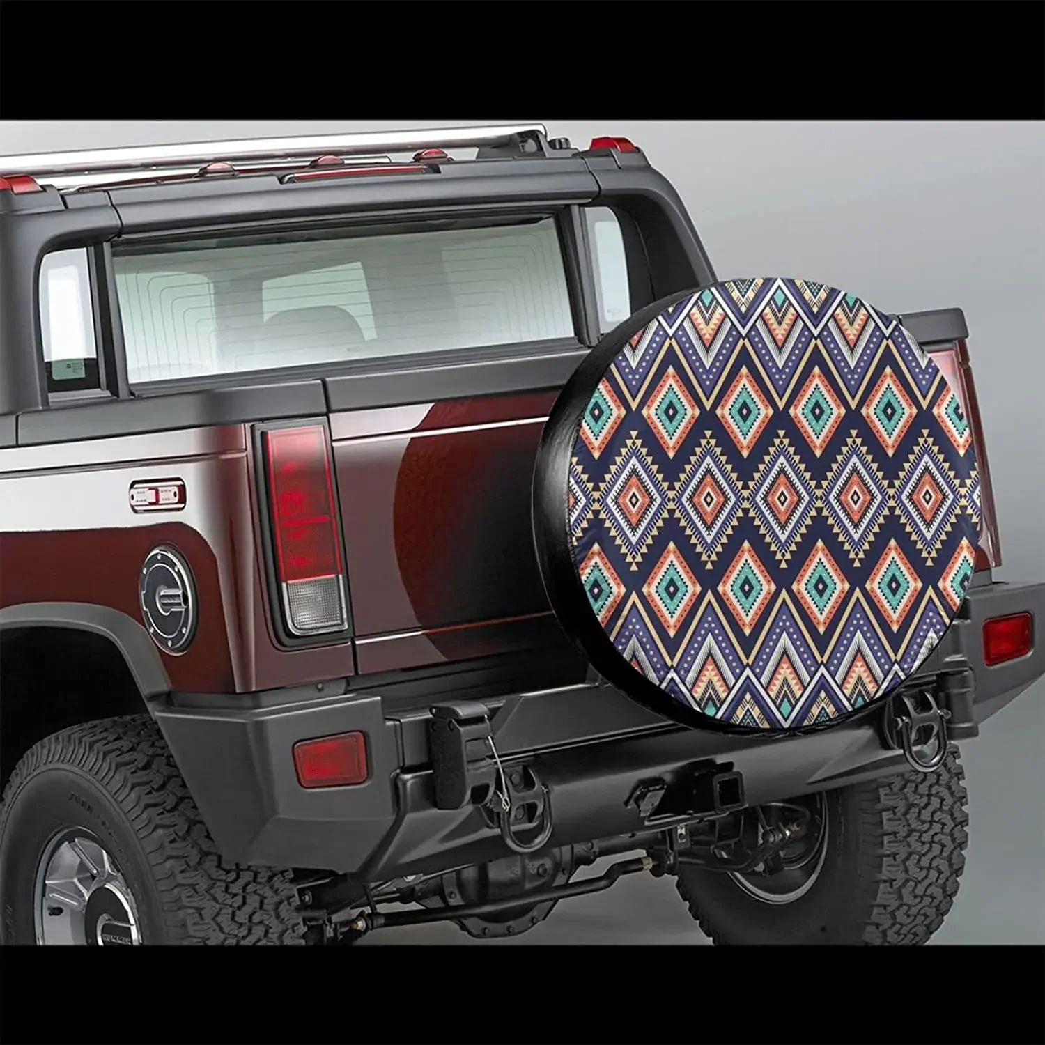 Tribal Ethnic Geometric Spare Tire Cover Waterproof Dust-Proof Wheel Protectors Universal for Trailer,,SUV,RV and Ma