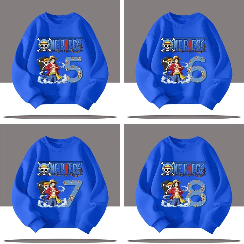 

3-12 year old boys' sports shirt, One Piece children's hoodie, spring-autumn jacket, Luffy digital cartoon print casual shirt