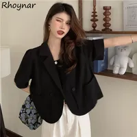 Blazers Women Summer Thin Baggy Notched Clothes Korean Fashion Office Ladies Temper Elegant Gentle Preppy Pure Simply All-match