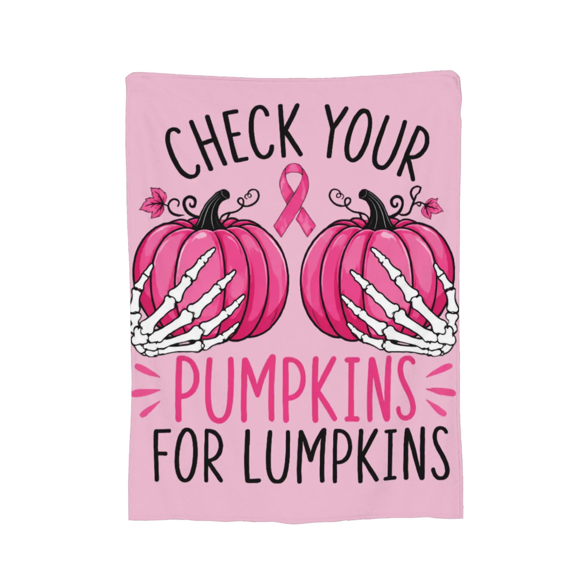 Breast Cancer Awareness Halloween Pumpkins Skeleton Blanket Cover   Flannel Throw Blankets Bed Sofa Decoration Warm Bedspread