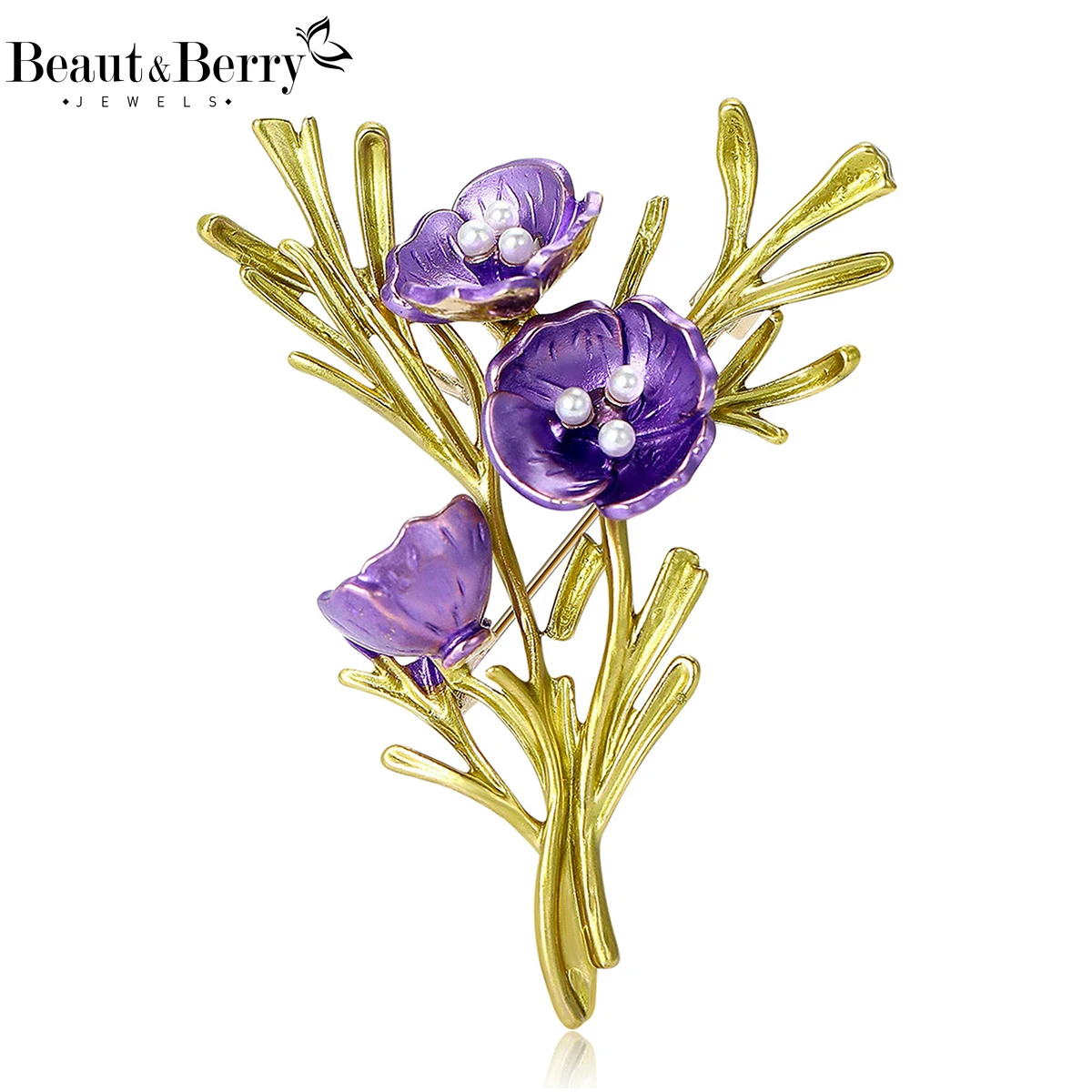 

Beaut&Berry Luxury Enamel Orchid Brooches for Women Unisex Plant Pins Casual Party Jewelry Accessories Gift Decoration