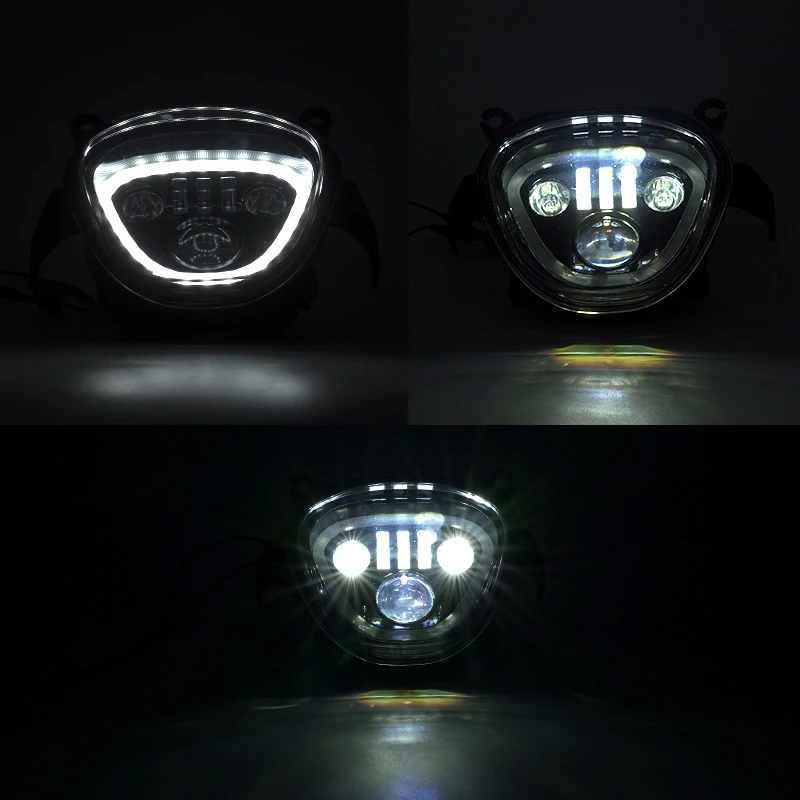 LED Black Headlight With Halo For Suzuki Boulevard M109R VZR1800 M90 VZ1500 2006-2019