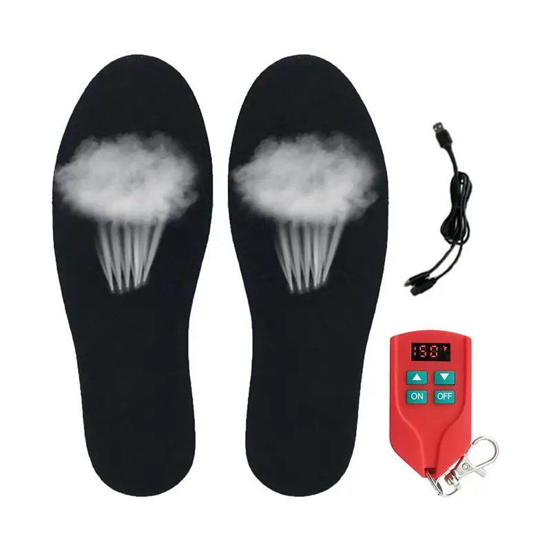 Heated Insoles For Men Women Heated Insoles With Remote Control Heating Shoe Insoles Washable Cuttable Led Display Rechargeable