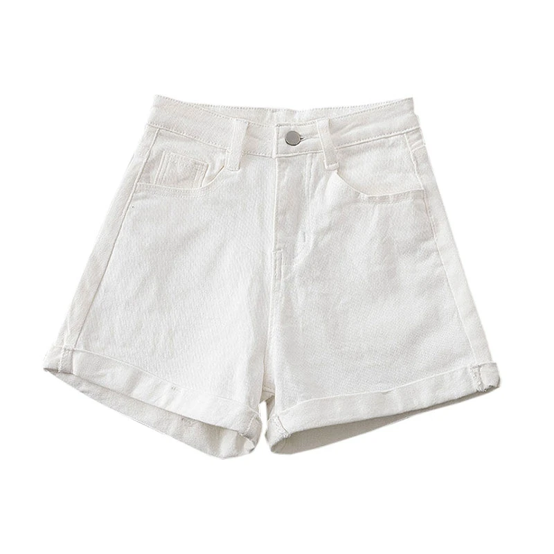 Beige denim shorts female summer thin 2024 new spring and fall high waist loose thin a word wide-leg leisure hot pants