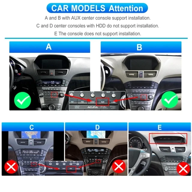 9" Android 14 For Honda Acura MDX 2007-2013 Apple Carplay Car Stereo GPS Navigation WiFi Bluetooth 2+32G FM/RDS Radio Head Unit