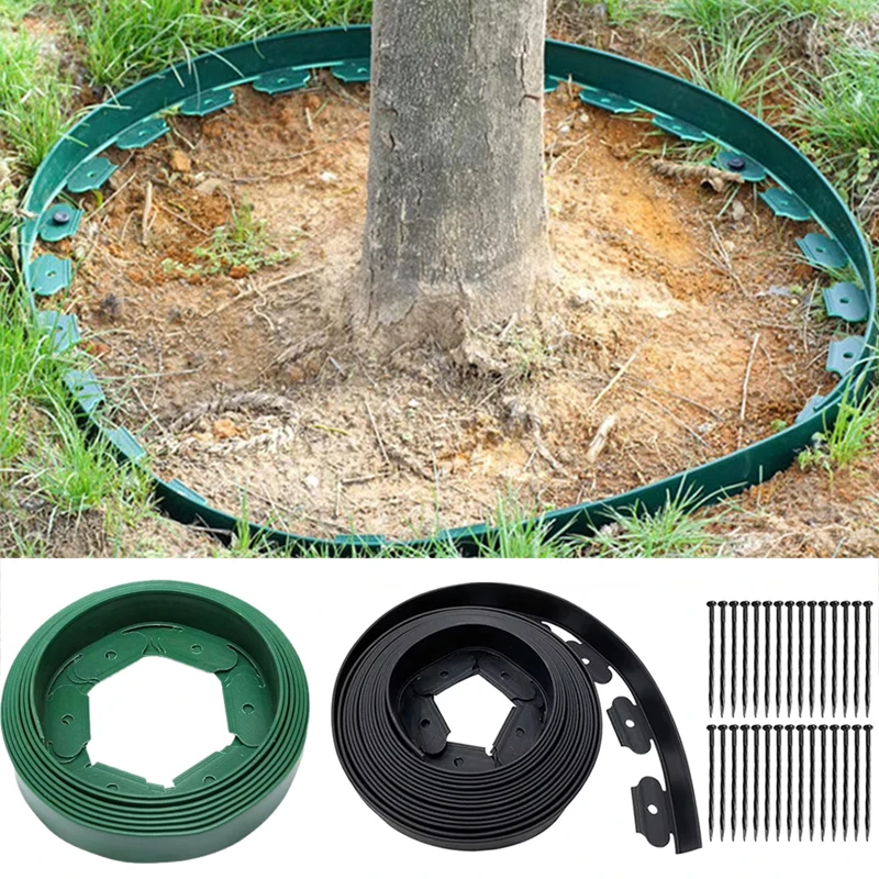 

5/10M Garden Edge Kit Fixed Garden Barrier Lawn Grass Plastic Edging Border Landscape Edging With Anchoring Spikes Easy Install