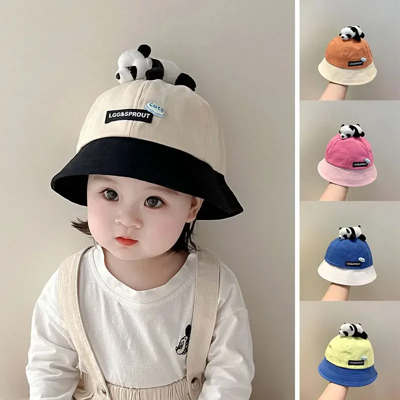 Lindo Sombrero de Pescador con Diseño de Panda para Bebés, Gorra de Protección Solar, Gorro Tipo Cubo con Dibujos Animados para Niños de 8 a 24 Meses, Visera para Niños y Niñas para Protección Solar al Aire Libre