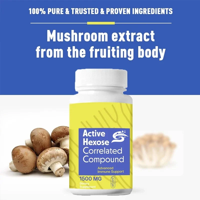 Active Hexagonal Composite Supplement Natural Mushrooms Support Immune , Liver Function, Killer Cell Activity, 60 Capsules