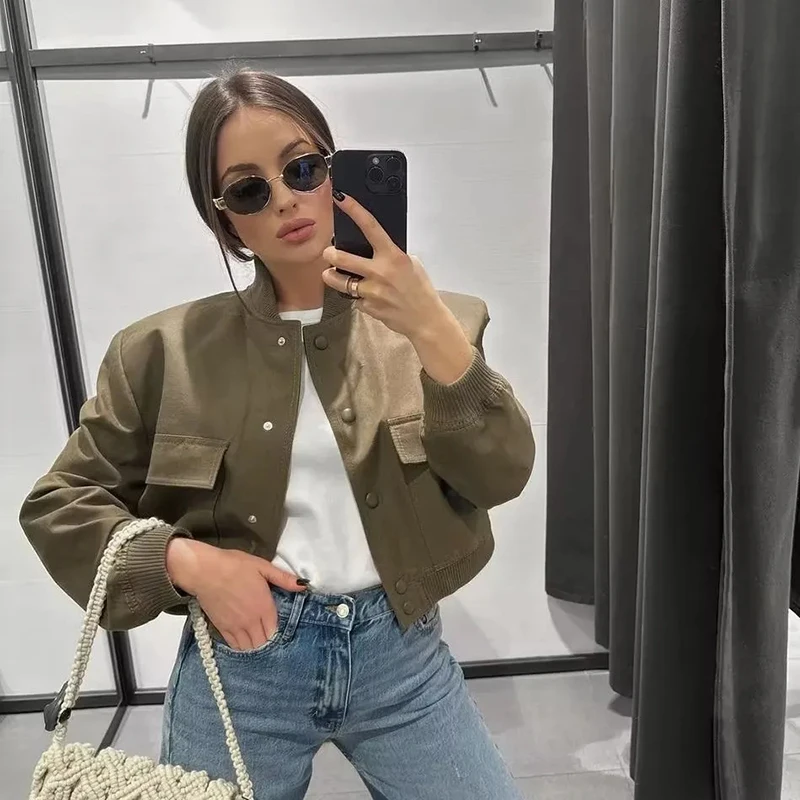 Große Taschen Baseball Bomber Jacken lose koreanische Mode einreihige lässige Westen Mäntel Frauen Streetwear Jaqueta Oberbekleidung