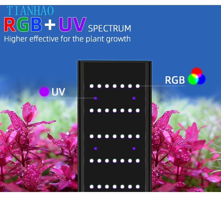 WEEK AQUA L Series APP التحكم باهتة ومؤقت RRB + UVA إضاءة حوض السمك مصباح ليد مزروع #2