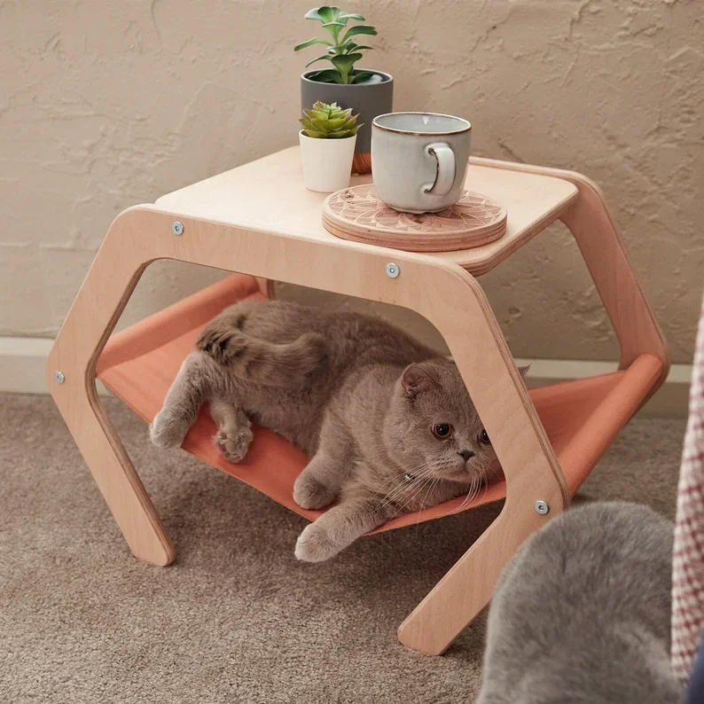 Custom Furniture Manufacturer, Wooden Coffee Table Cat Bed, Wooden Pet Furniture