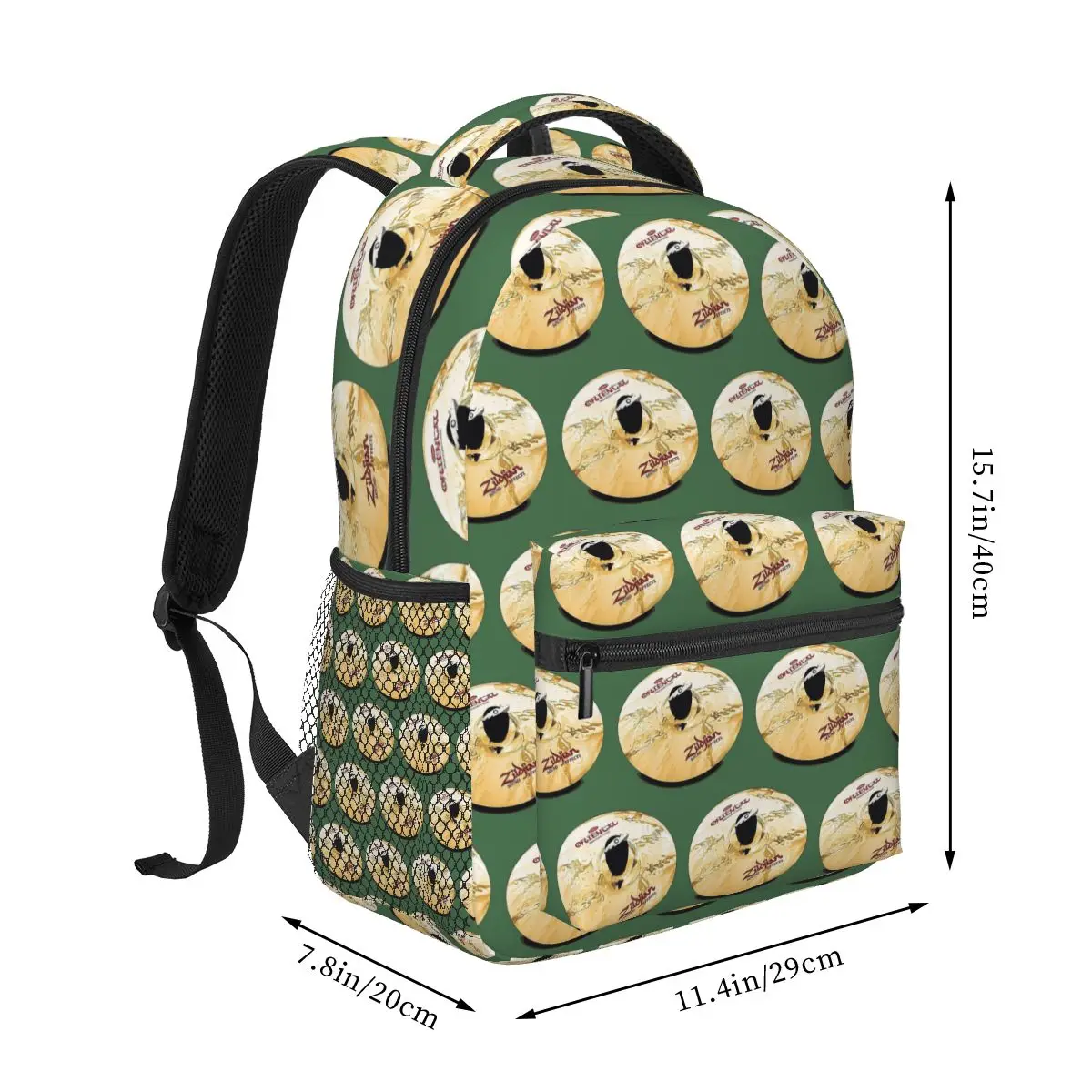 Zildjian Cymbals Drums Drummer Giutar Music Turkish Student Backpack School Bag Daypack for Men Women Bookbag Shoulder Bags