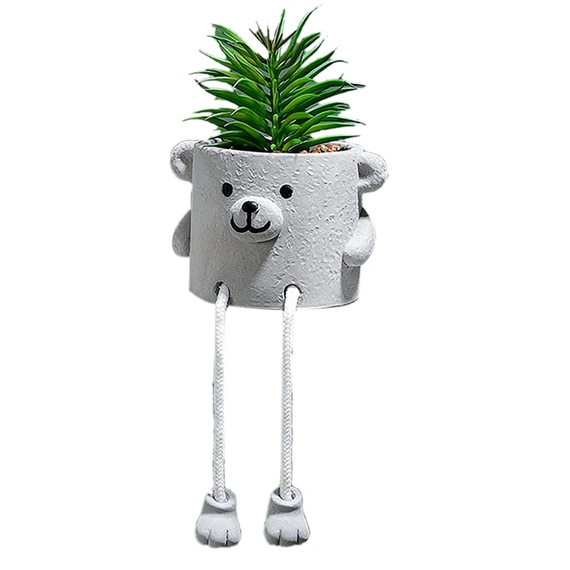 Artificial Potted Plant Fake Succulent Plant Cute Hanging Leg Ceramic Potted Succulents Decor For Desk Shelf