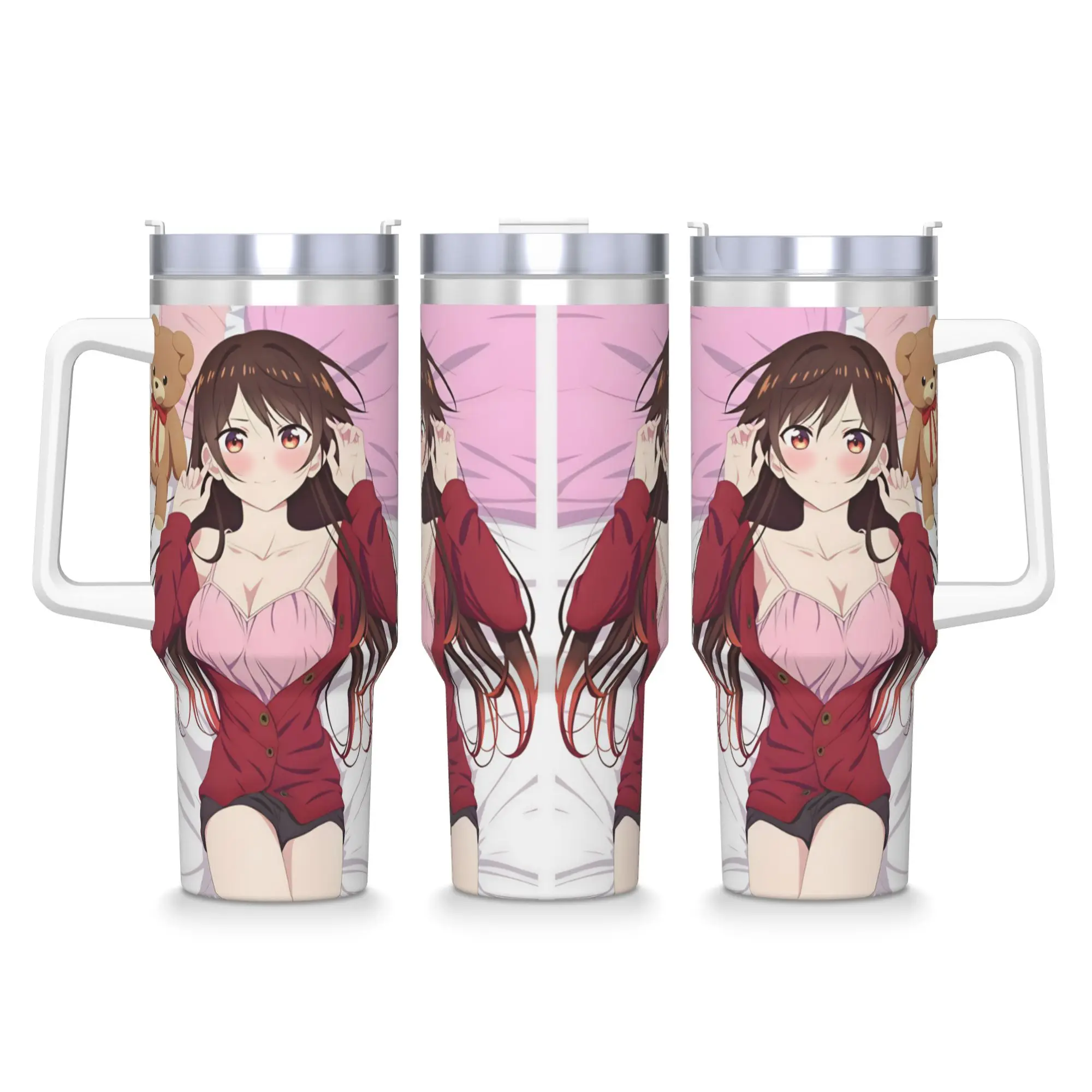Mizuhara Chizuru Tumbler  Cold Drink Water Bottle Heat Preservation Stainless Steel Thermal Cups Printed Driving Mugs Cup