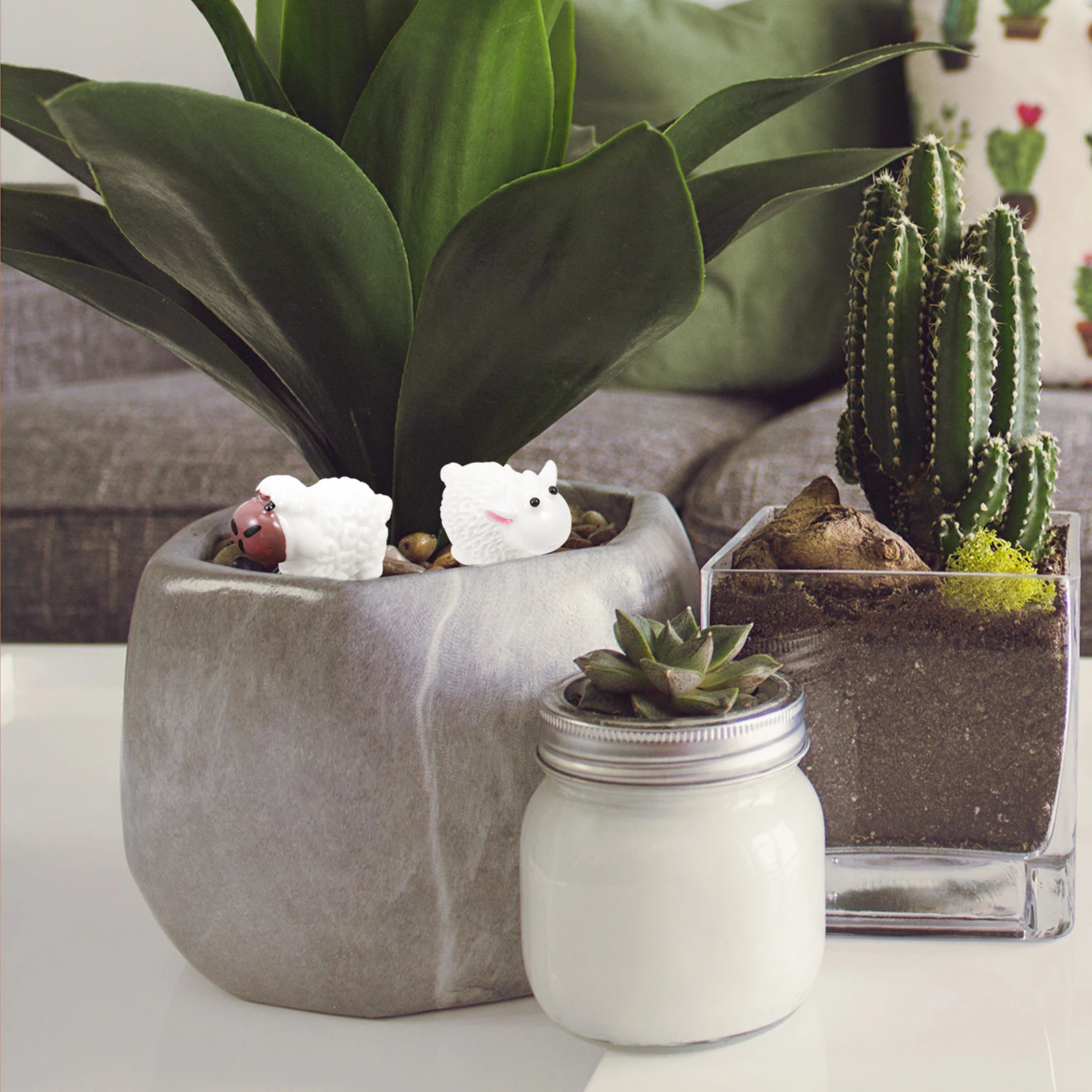 

30Pcs Mini Garden Ornaments Resin Sheep Goat Sculpture Bright Colors Micro Landscape Decor DIY Fairy Succulent Decoration