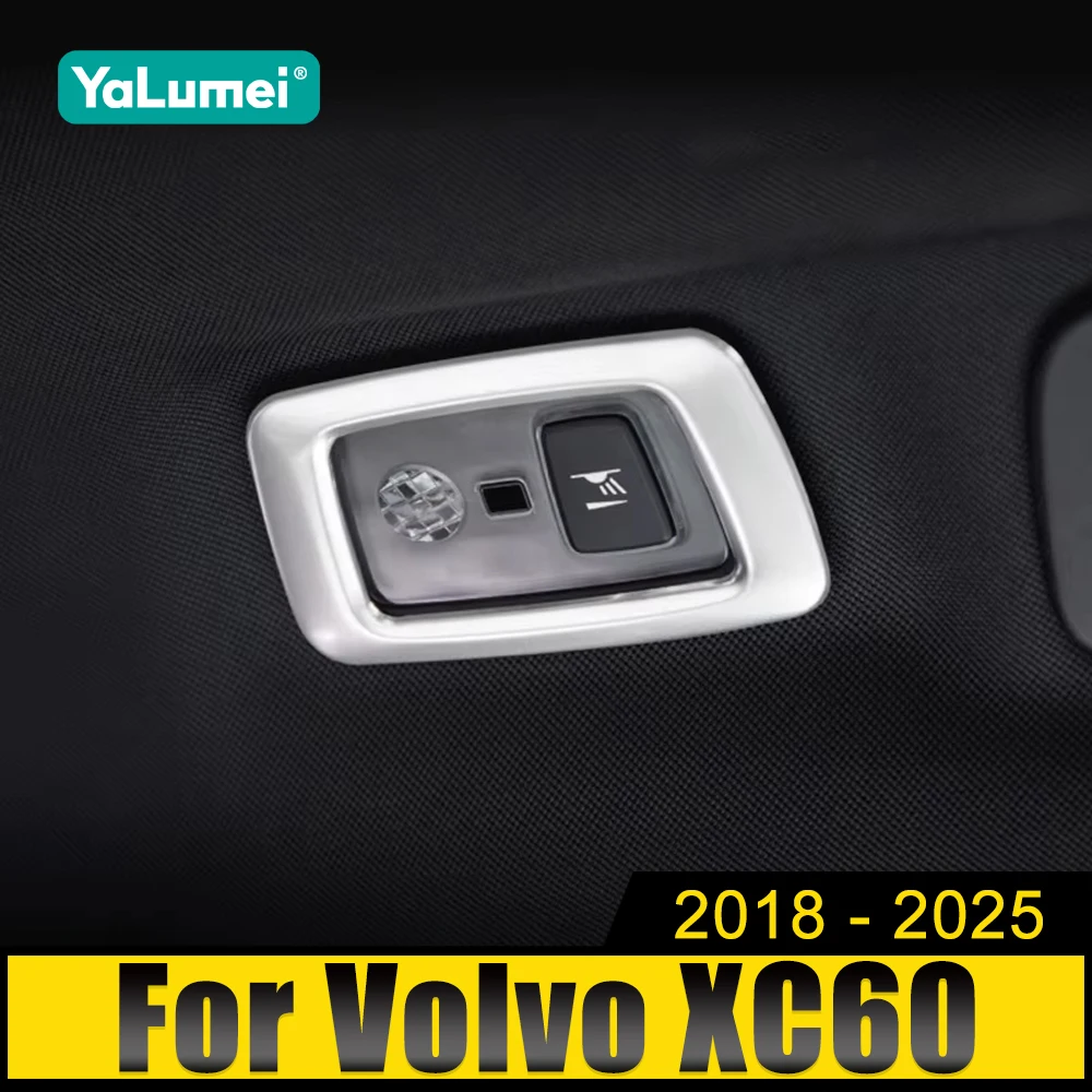 

For Volvo XC60 2018 2019 2020 2021 2022 2023 2025 Stainless Car Rear Reading Light Roof Lamp Decoration Trim Frame Cover Sticker