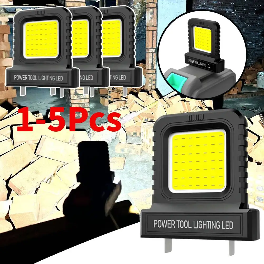 1-5Pcs 14W LED Inspection Light with 2 Modes Lighting Power Tool Parts For Makita For Milwaukee For Bosch For DeWALT, no Battery