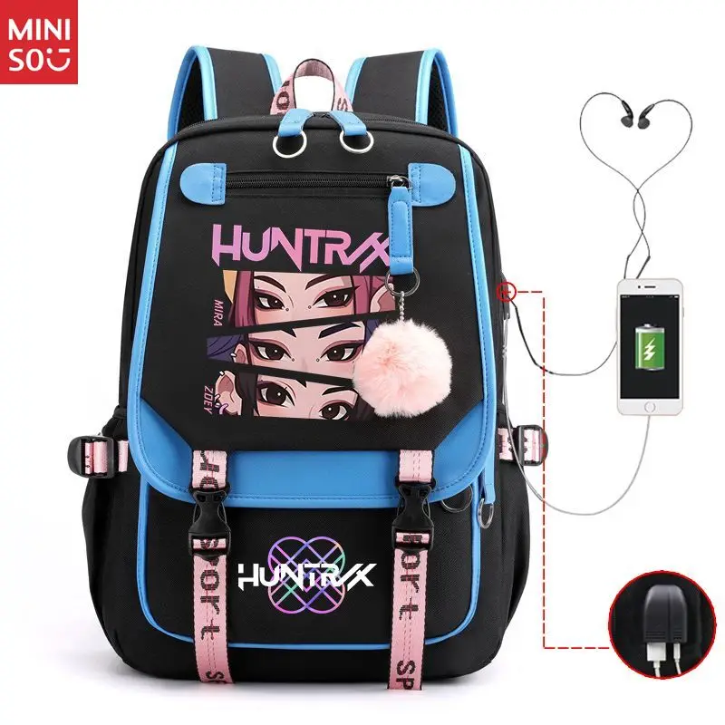 

Miniso Witch Academy USB Backpack, Color Block School Bag for Teens