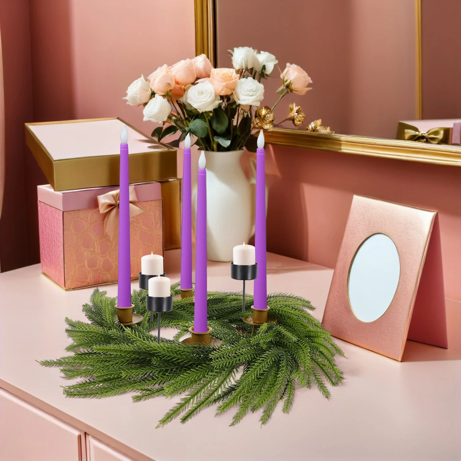 

10Pcs Metal Holders Taper Spike Heat Resistant Cup for Festival Wreath Christmas Decor Party Centerpiece