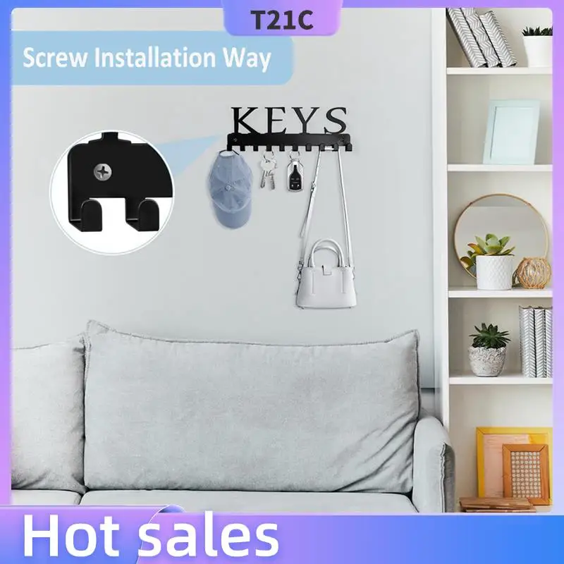 

T21C 2X Key Holder Wall Mount, Black Key Hanger Wall Decorative Key Rack Organizer Metal Keychain Holder With 10 Key Hooks