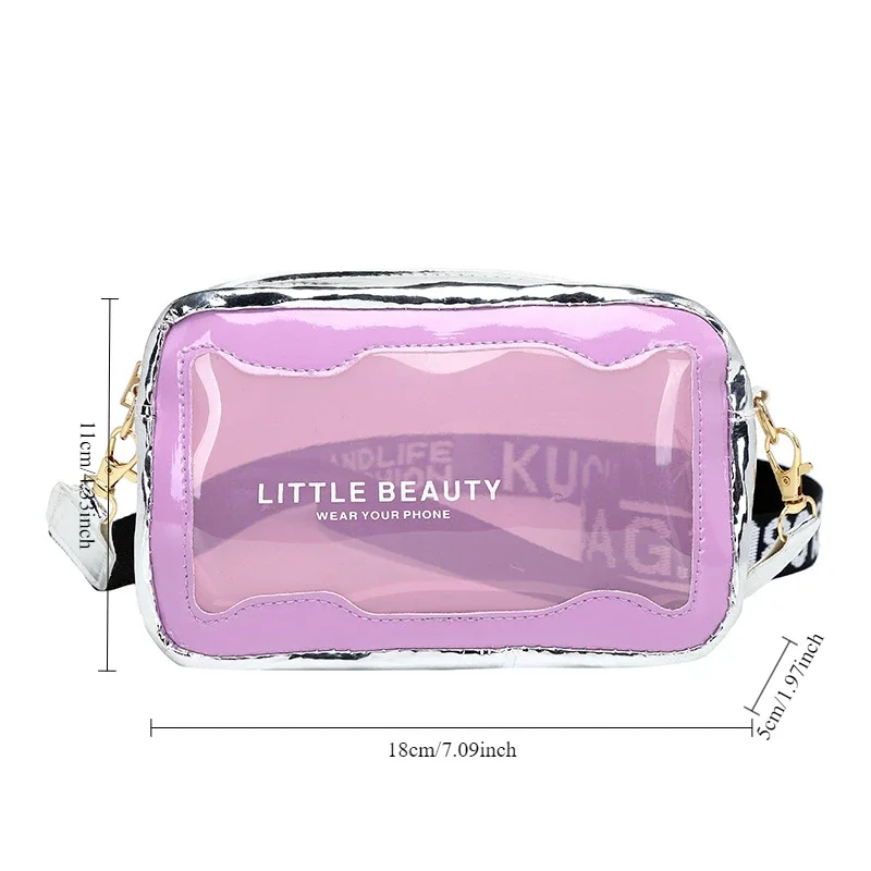 

Summer Transparent Jelly Bag Trend Women's Clear PVC Crossbody Bag Candy Color Ladies Wide Shoulder Strap Messenger Beach Bag