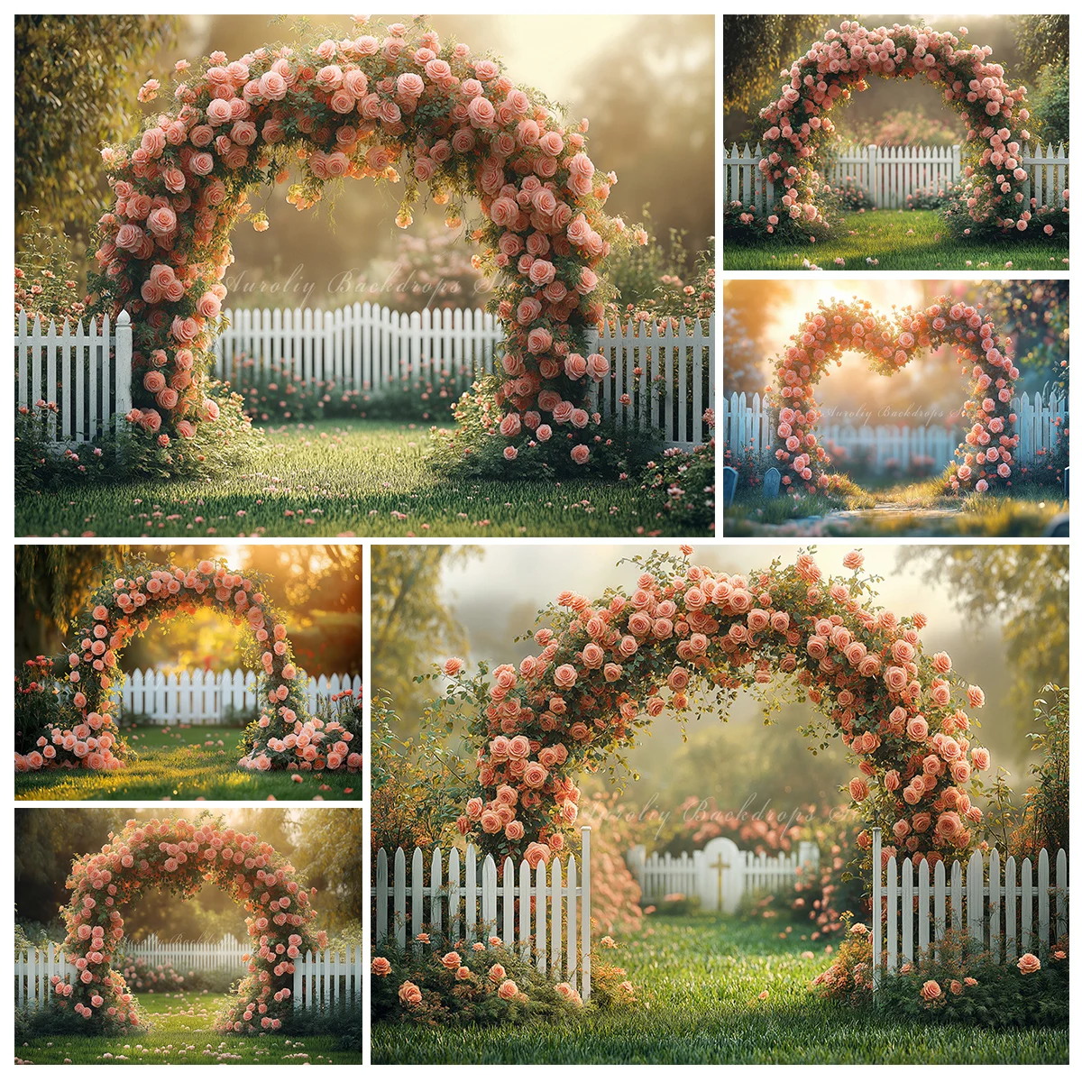 Floral Garland Photography Backdrop Kids Baby Cake Smash Photocall Decors White Fence in Garden Girls Adult Birthday Backgrounds