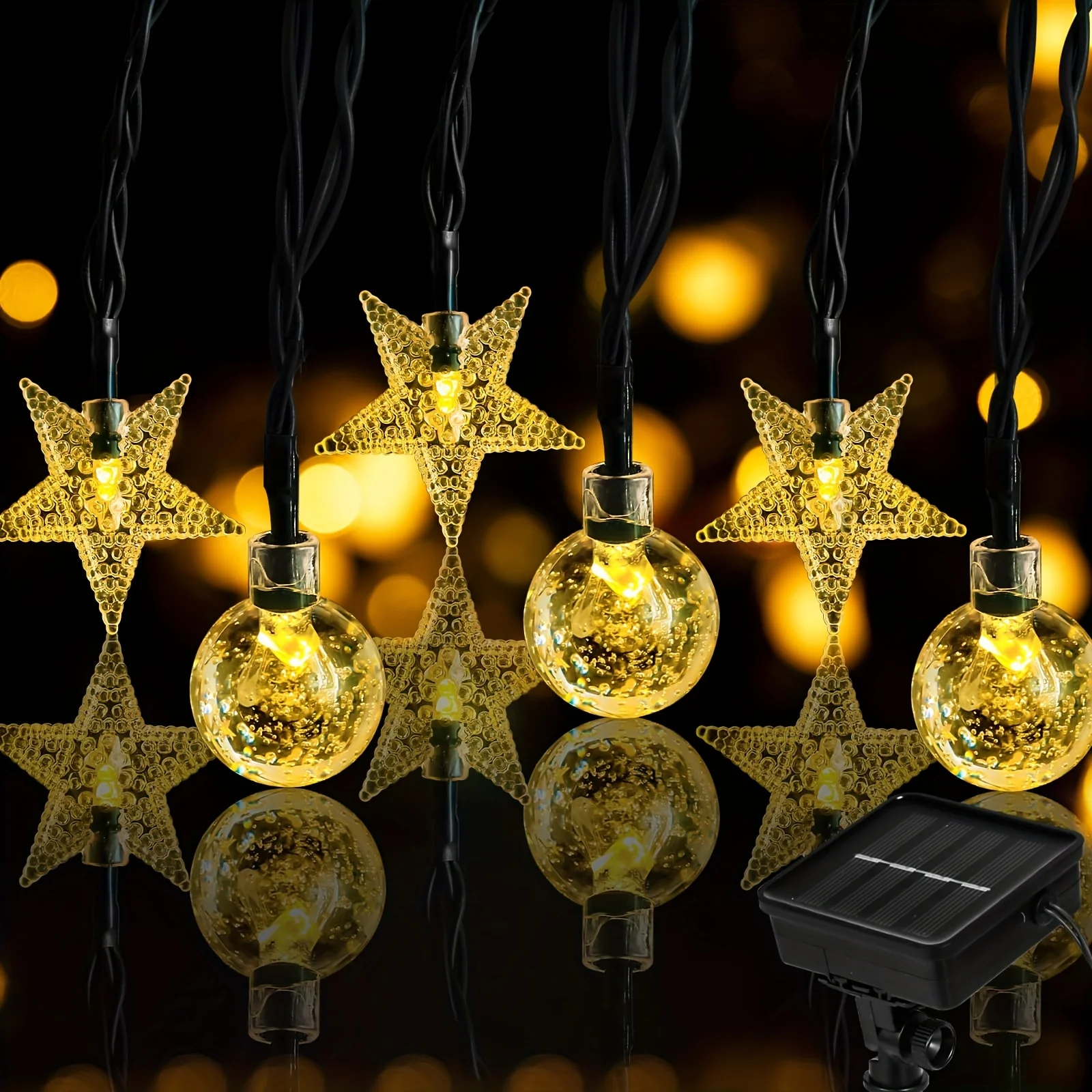 

Solar Crystal Ball & Star Fairy Lights - Waterproof Outdoor Halloween/Xmas/Garden Decor, Energy-Saving Party Lighting (100 LED)