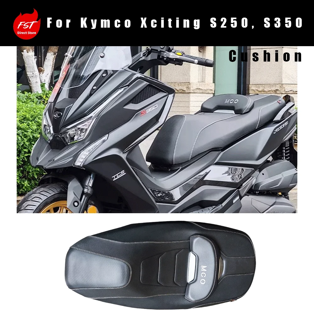 Modified Seat Assembly with Backrest Fit for Kymco Xciting S250, S350, Lowered Waterproof Anti‑Slip Motorcycle Seat Cushion