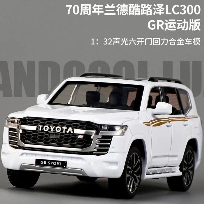 1:32 Toyota LAND CRUISER LC300 High Simulation Diecast Metal Alloy Model car Sound Light Pull Back Collection Kids Toy Gift