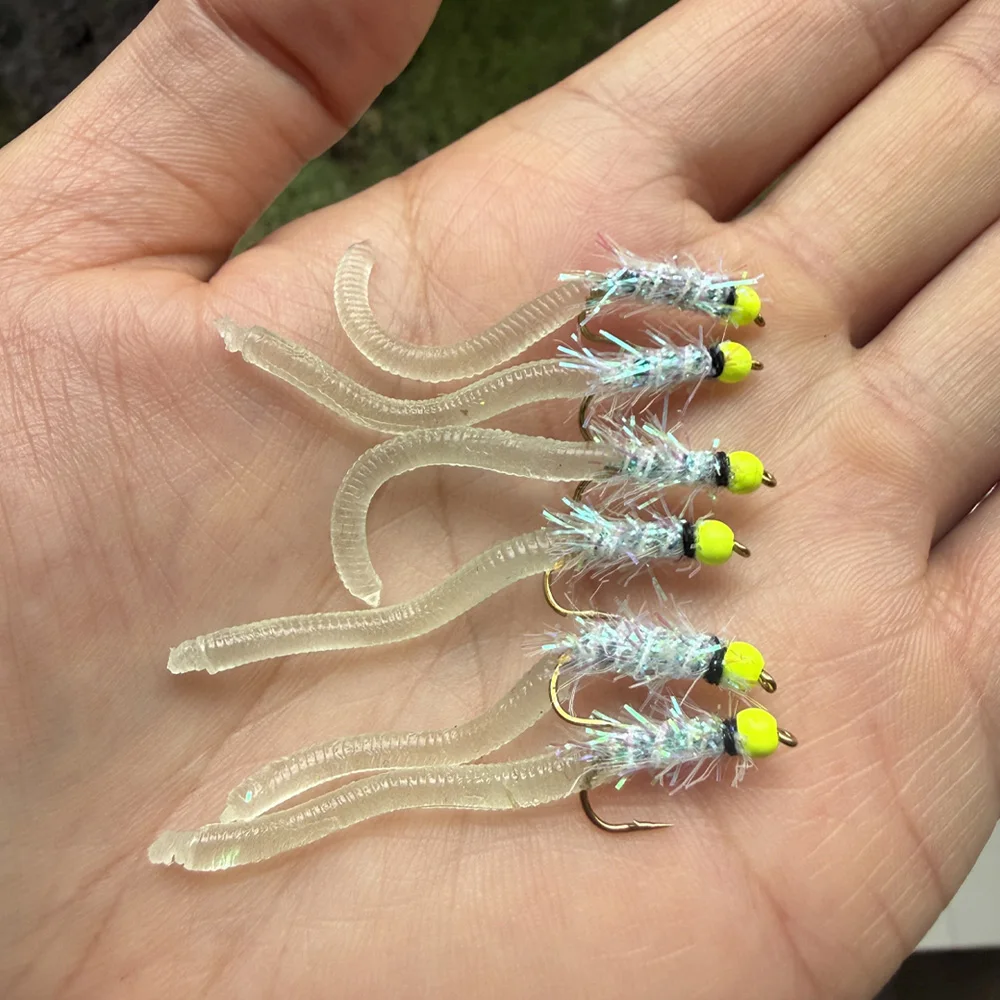8 # 10 # Fliegenfischen Fliegen Erdwurm Weichköder Sinkender Künstlicher Angelköder für Forelle Barsch Flachfisch Würmer Weiche Angelköder Fliegenköder – Detail 8