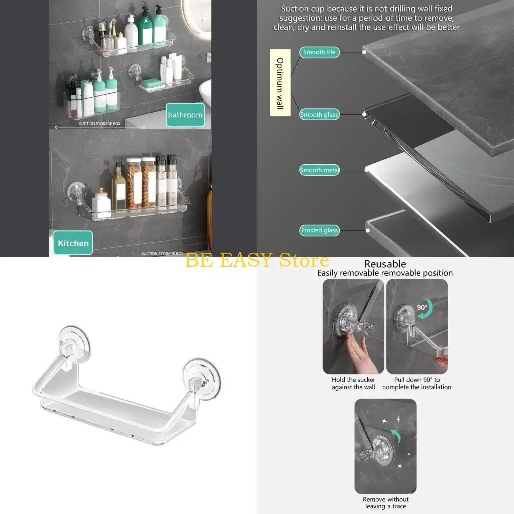 

E28f Bask Basket No Drilling Suctic Cup Dember Holder Organcers Organers Shampo