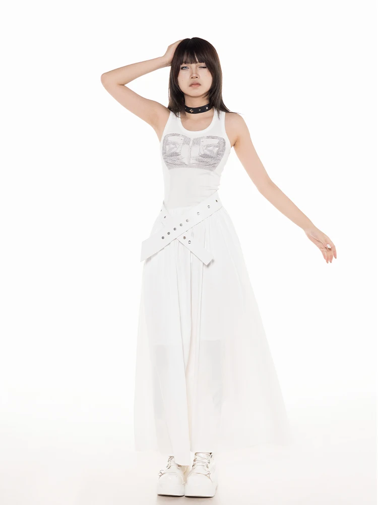   Vestido de Verano con Estampado Novedoso, Falda de Cintura Alta Estilo Hada, Vestido Adelgazante Tipo Paraguas