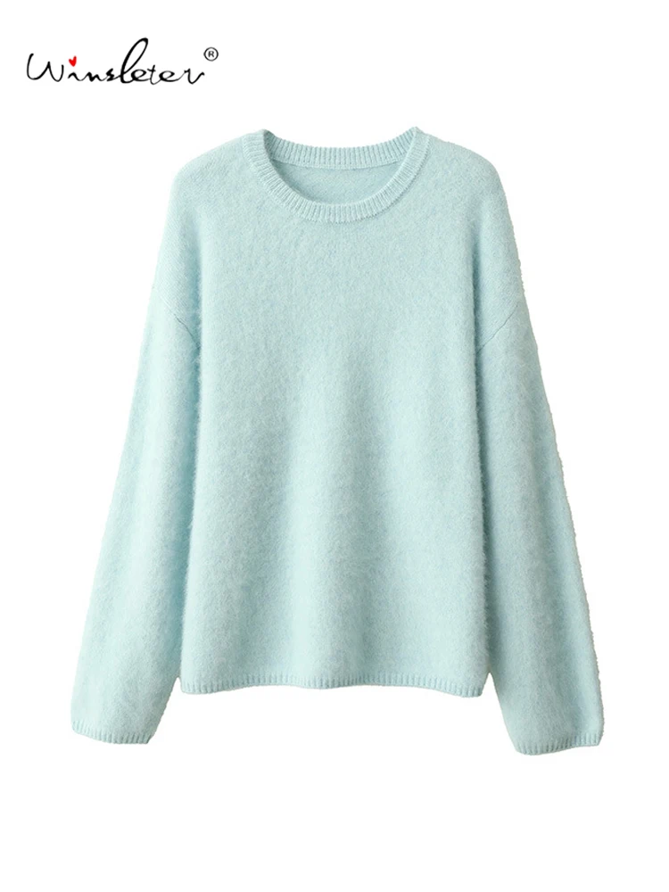 

Winsleter-37.6%Sheep Wool Elegant Sweater, O Neck Solid, Women Retro Lazy Warm Commute Loose Knit Sweater, 2025 Winter T5N579CC