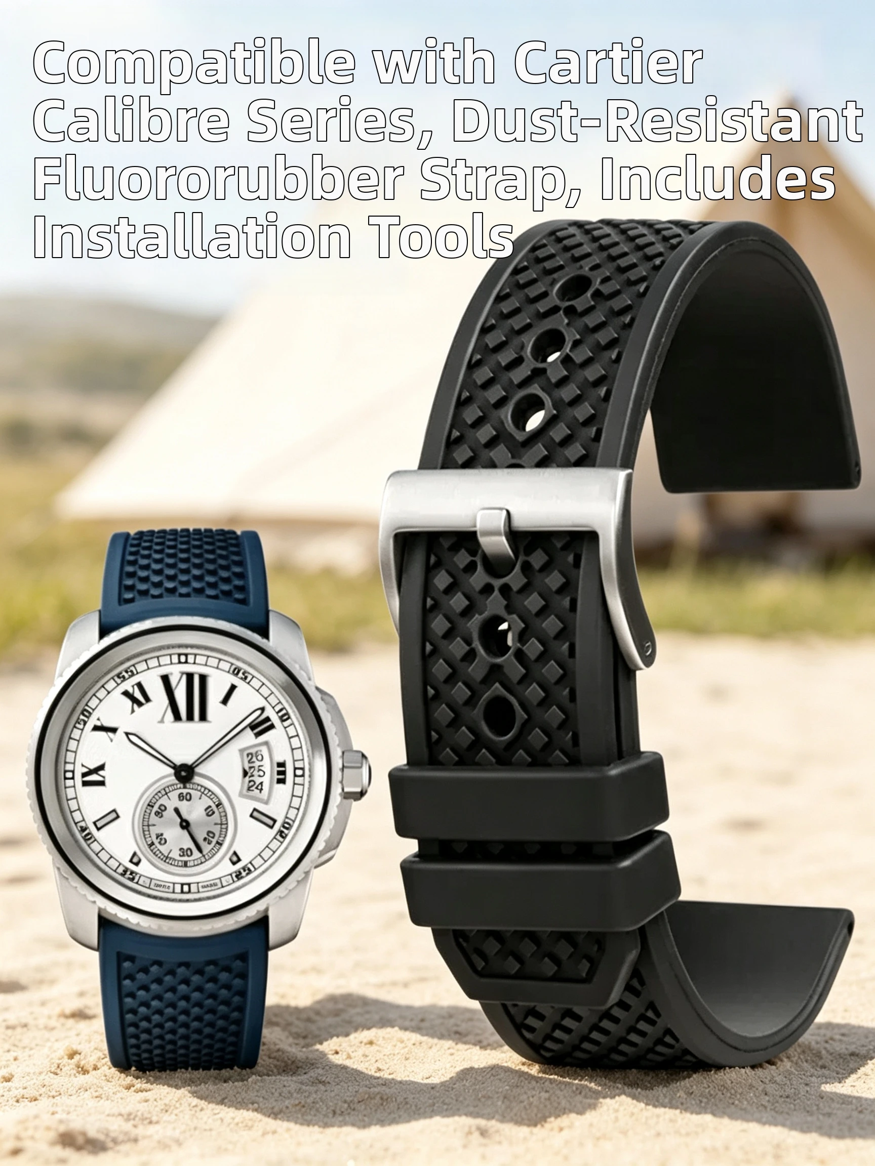 23m 24mm Rubber Silicone Watch Strap For Cartier London Tank CALIBRE W7100056 55 WGCA0010 WSCA0006 Sports Watchband men Bracelet