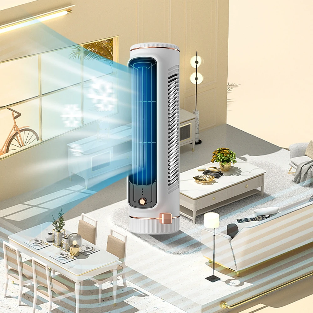 Tower Fan USB Charging Desktop Cooling Fan Bladeless Summer Fan Wireless Desk Fan for Home Bedroom