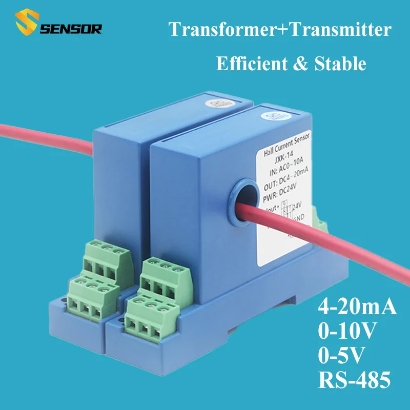 DC Current Transmitter 8mm/12mm Current Sensor 1A 0-150A to 4-20ma 0-10V AC Current Transmitter RS485 DC Current Transmitter