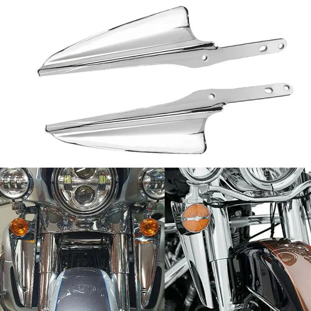 

Motorcycle Chrome Front Fork Mount Wind Deflectors For Harley Touring Electra Street Glide Road King FLHXS FLHX FLHR 1995-2021