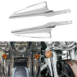 Motorcycle Chrome Front Fork Mount Wind Deflectors For Harley Touring Electra Street Glide Road King FLHXS FLHX FLHR 1995-2021