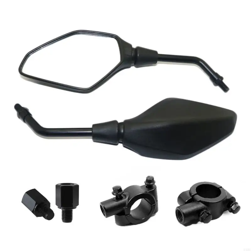 

D5BE Motorcycle Motorbike ATV Rear View Side Glass Black for 7/8" 22mm Handlebar