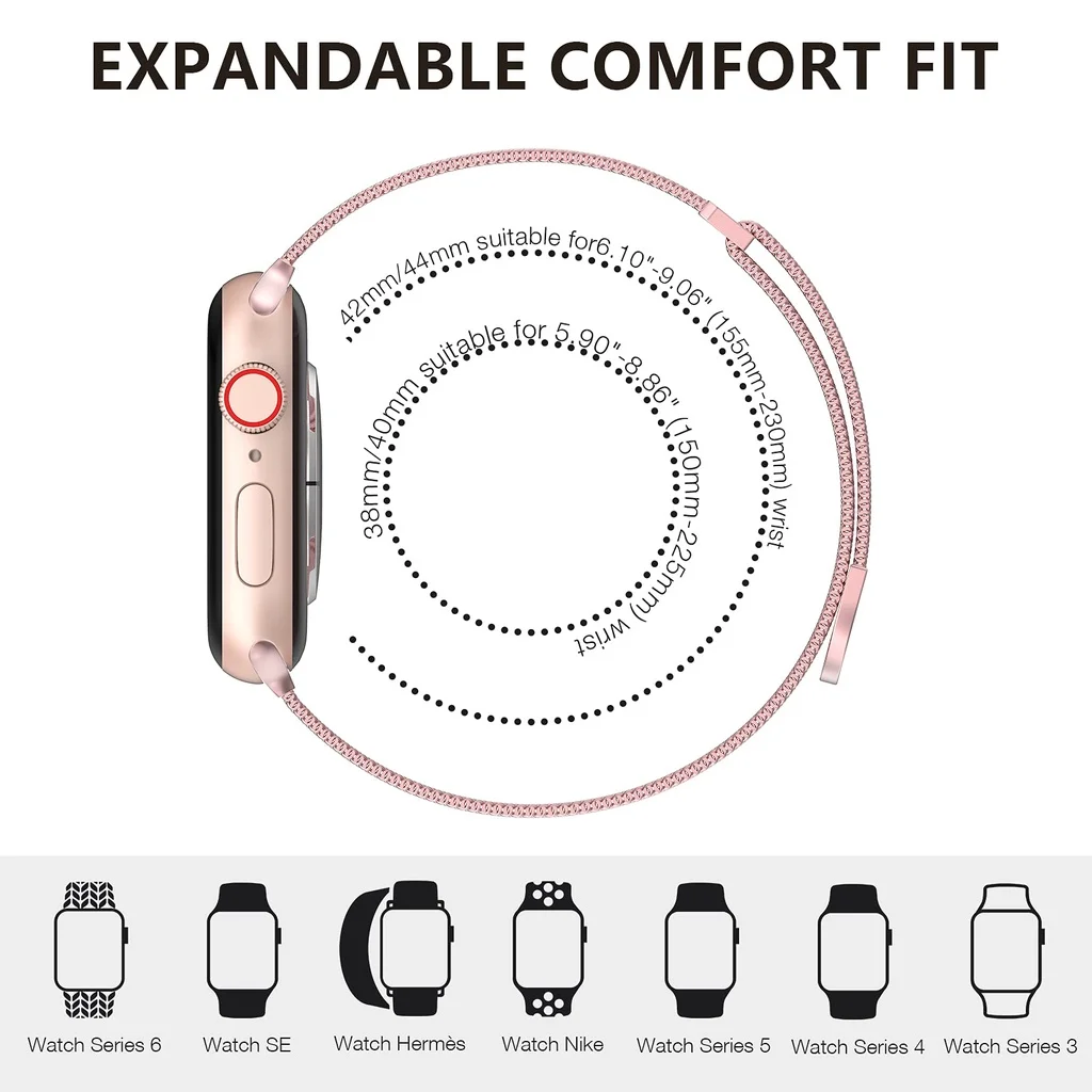 Cinturino ad anello milanese in metallo per Apple Watch Ultra Band 49mm 42mm 44mm 45mm 41mm Maglia in acciaio magnetica iWatch serie 9/8/7/6/5/4/3/SE