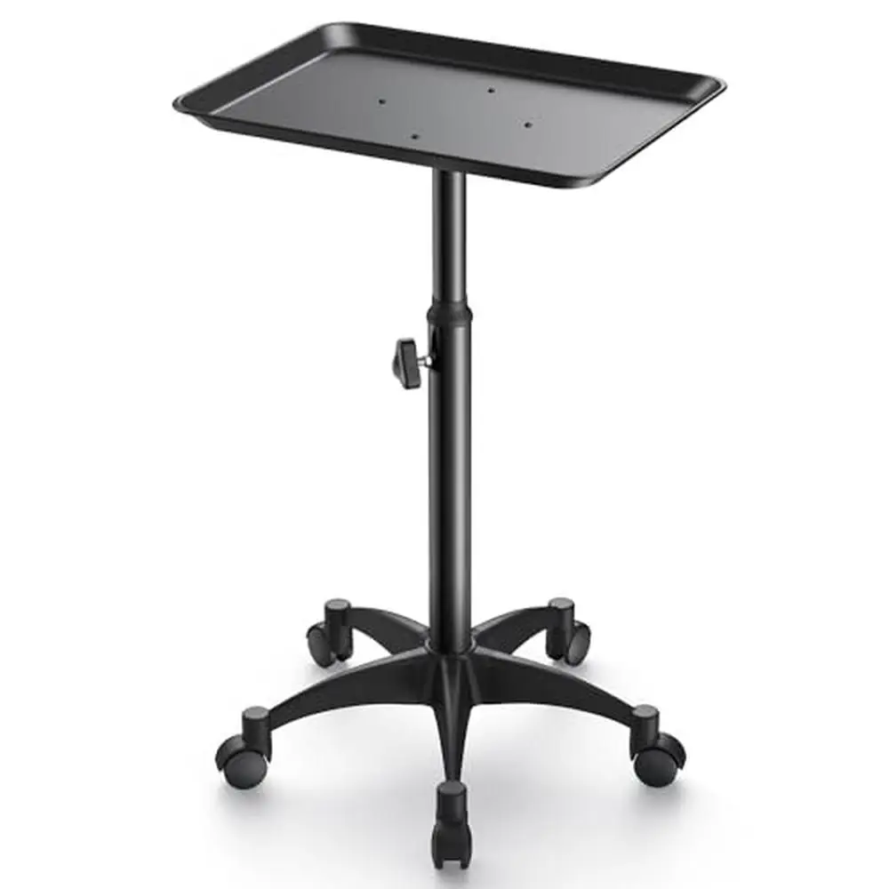 

Adjustable Height Salon Rolling Tray Cart with Wheels Aluminum Hairstylist Tattoo Tray Spa Trolley Mayo Stand Superior Quality