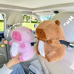 Car Tissue Boxes Capybara Plush accessories Car Backseat Hanging Tissue Bag Box Plush holder cover Auto Toys Interior Decoration