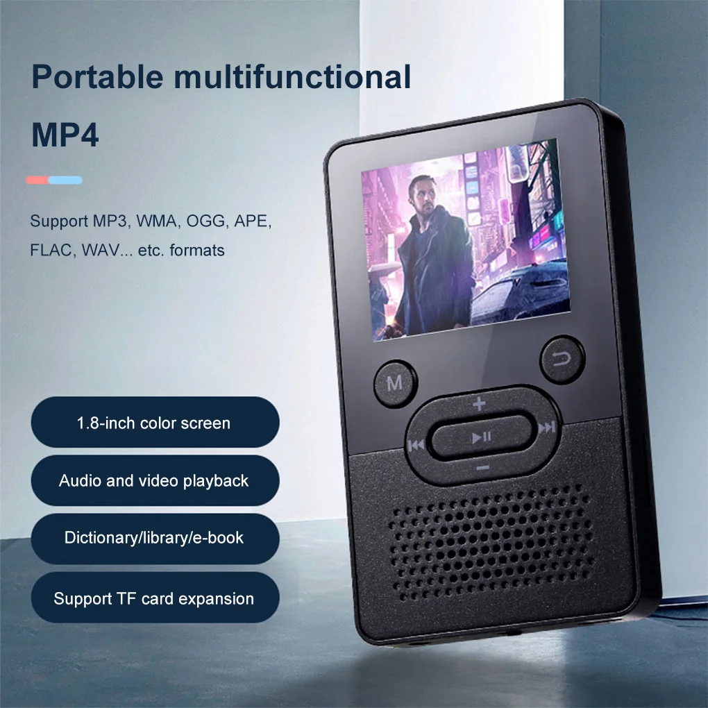 MP3 Player 3.5mm Bluetooth-compatible HiFi MP4 Digital Radio E-book Stopwatch Multifunctional Sport Music Black 8G