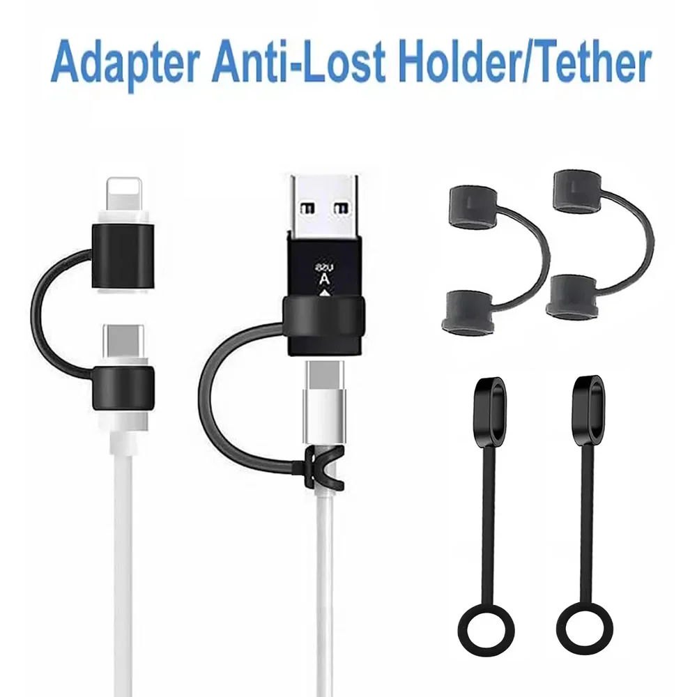 Housse de protection Anti-perte en Silicone, manchon de protection, support de convertisseur de câble, sangle d'attache pour adaptateurs universels USB Type C Micro OTG