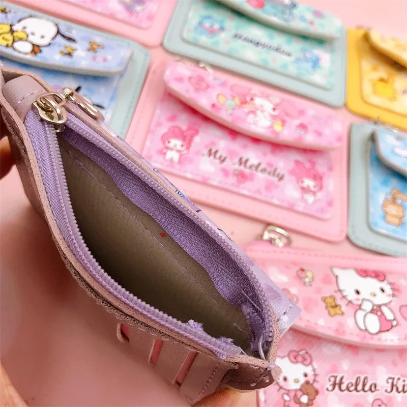 Hello Kitty Cute Wallet Women Sanrio Coin Purses Leisure Zipper Melody Card Holder Kuromi Coin Pouch Cartoon Printed Clutch Case