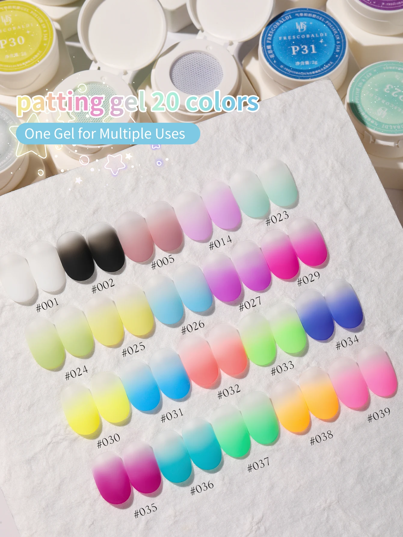 FRESCOBALDI 20-Farben Auftragsfähiger, Hochpigmentierter Halbfester Gel-Nagellack, Geeignet für Salon- und DIY-Anwendungen in Allen Jahreszeiten – Detail 3