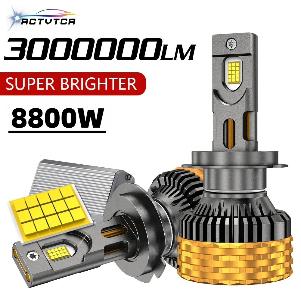 Светодиодные лампы для фар H7 8800W 3000000LM, H1, H4, H11, 9005, 9006, CANbus, без ошибок ​ Автомобильные лампы 12В 6000К, белые, для дальнего и ближнего света