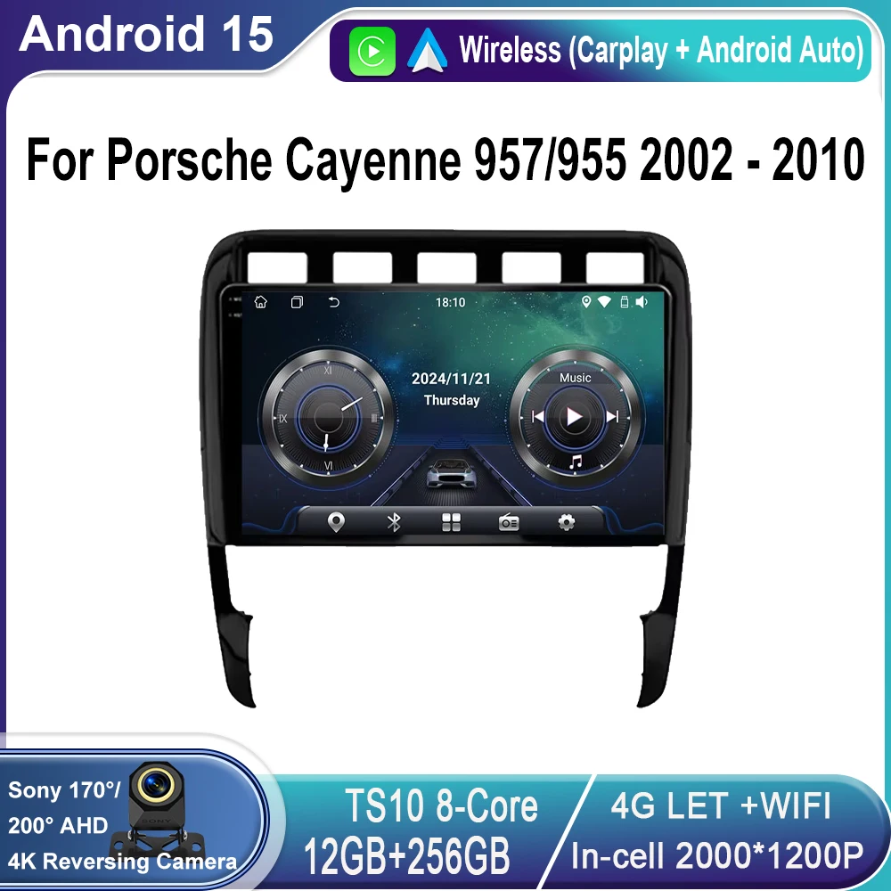 

Android 15 Car Radio Car Multimedia Video Player WIFI For Porsche Cayenne 957/955 2002 - 2010 HeadUnit GPS Autoradio Carplay BT