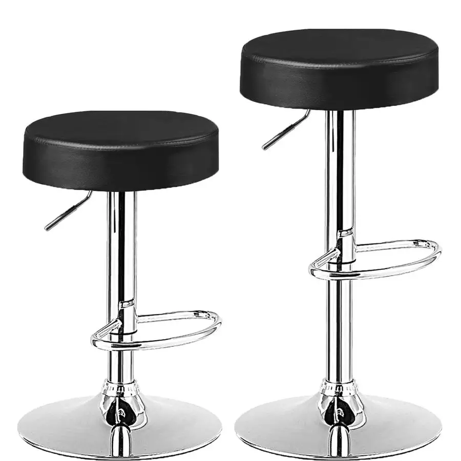 

Набор поворотных барных стульев из 2 шт., барные стулья с регулируемой высотой и хромированной подставкой для ног, подставкой для ног, современные островные стулья из искусственной кожи для